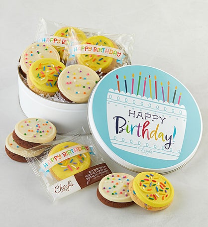Birthday Tin- 10 Frosted Cutouts