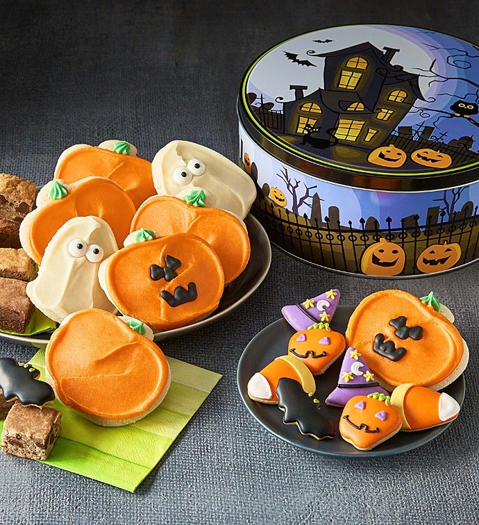 Haunted House Gift Tin   Cookies & Snack Size Brownies