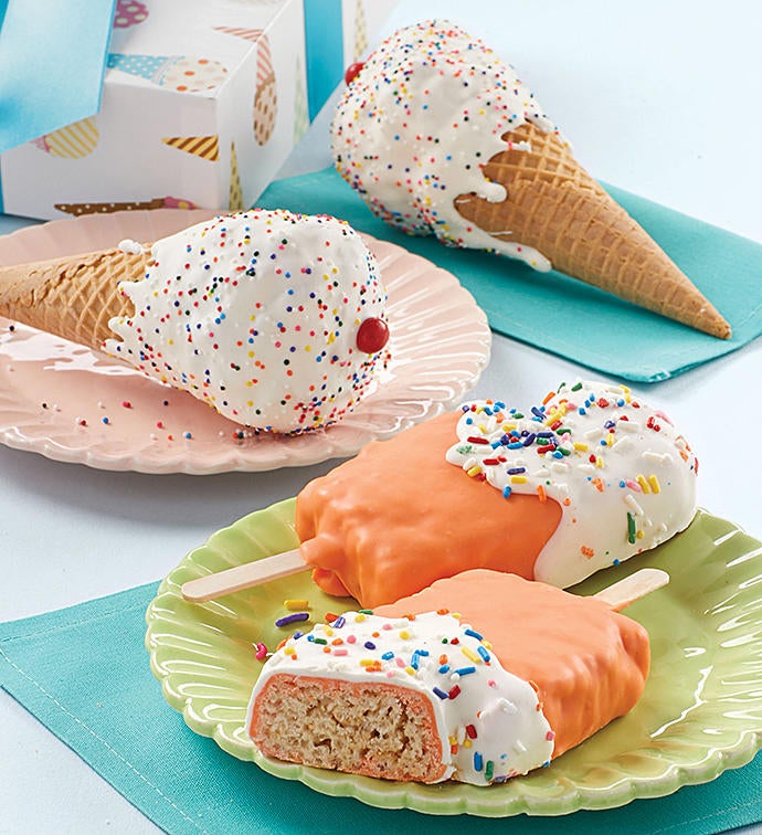 Birthday Crispy Pops and Ice Cream Cones