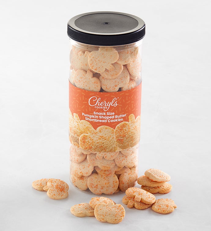 Snack Size Pumpkin Shaped Butter Shortbread Cookie Canister