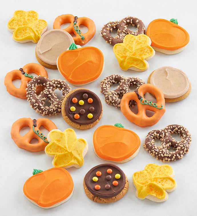 Fall Buttercream Frosted Cookies & Pretzels