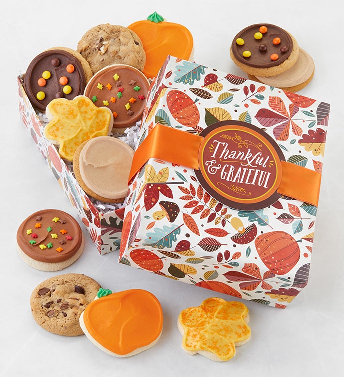 Fall Thankful & Grateful Cookie Gift Box 12 Cookies