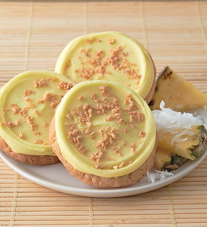 Buttercream Frosted Pineapple Coconut Cookies