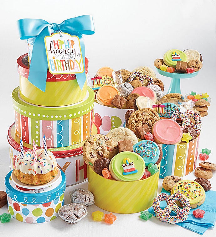 Hip Hip Hooray Birthday Gift Tin Tower