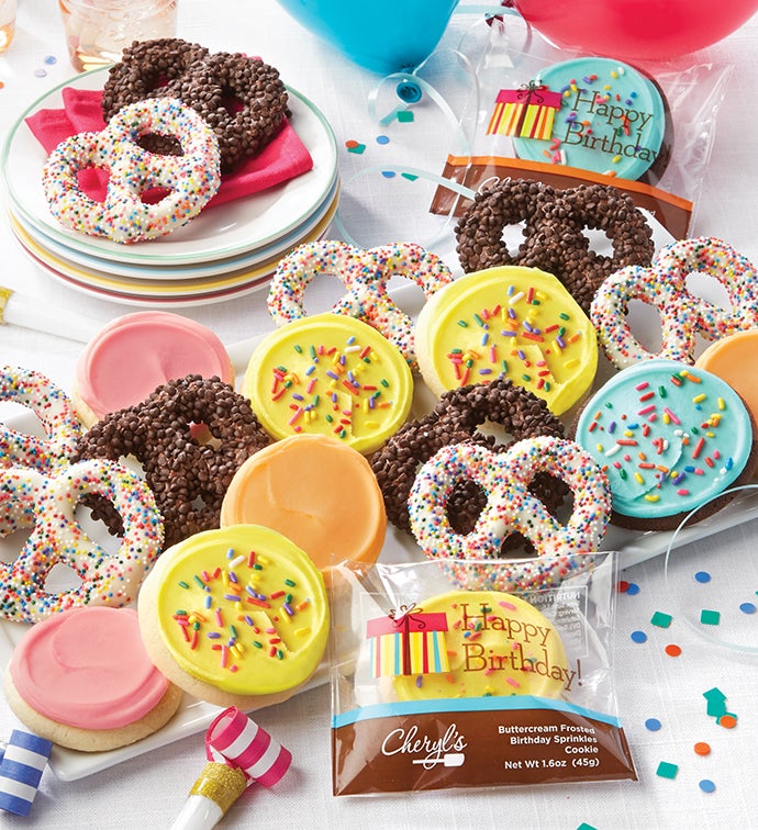 Buttercream Frosted Birthday Cookies and Pretzels