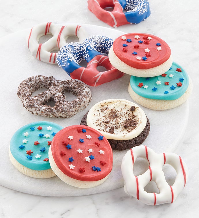 Buttercream Frosted Summer Cookies and Pretzels