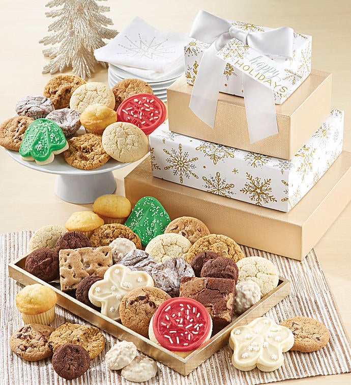 Happy Holidays Sparkling Bakery Gift Tower
