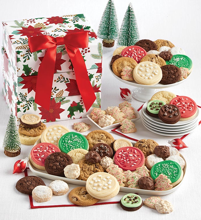 Poinsettia Triple Treat Gift Tower