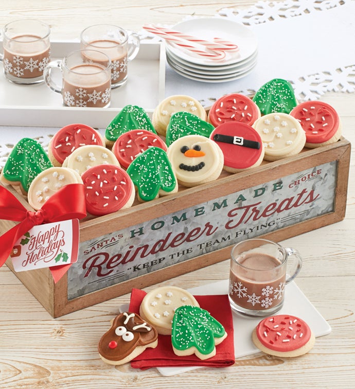 Reindeer Treats Wooden Dessert Tray Large