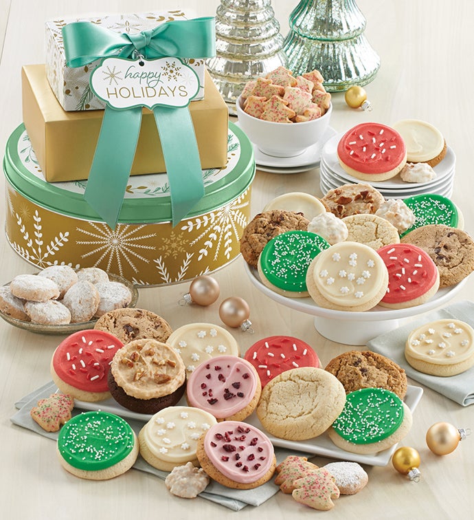 Sparkling Gift Tin Tower Happy Holidays