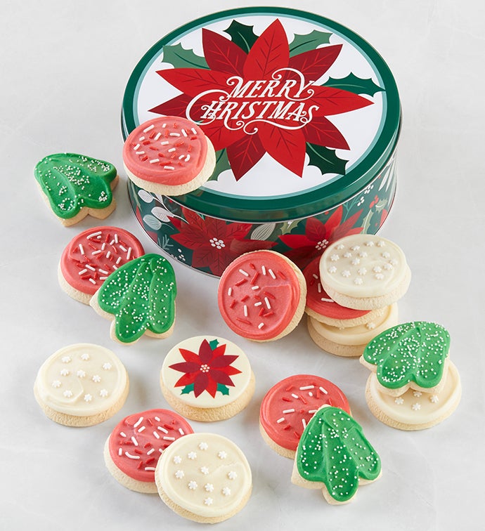 Traditional Merry Christmas Gift Tin Frosted Sugar Cookies