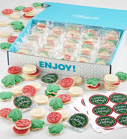 Buttercream-Frosted Holiday Sugar Cookie Hand Outs Box - 100 cookies & Message Stickers