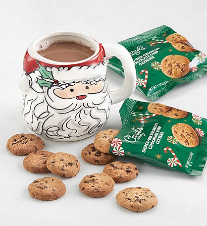 Santa Mug & Snack-Size Crunchy Chocolate Chip Cookies