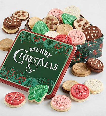Grand Merry Christmas Gift Tin - Buttercream-Frosted Assortment