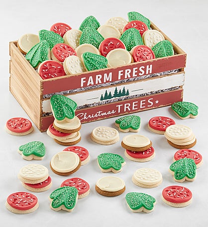 Christmas Wooden Gift Crate - 50 Frosted Sugar Cookies