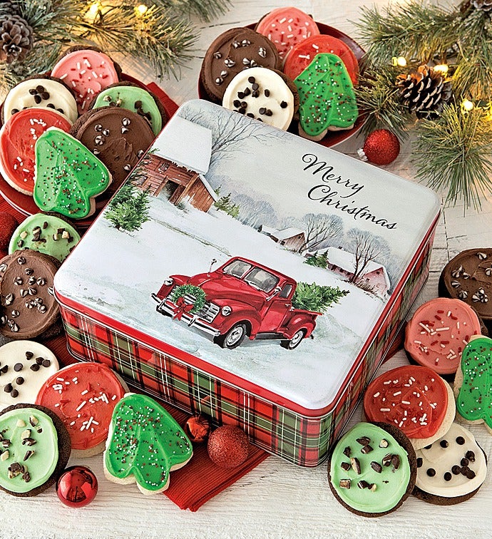 Merry Christmas Frosted Gift Tin