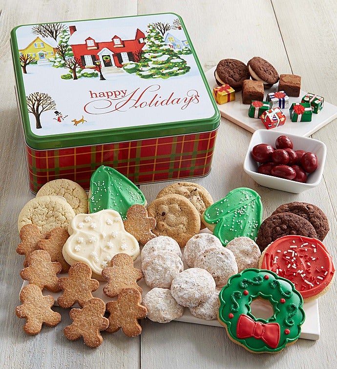 Home For The Holidays Treats Gift Tin   Happy Holidays