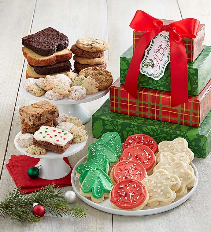 Home for the Holidays Bakery Gift Tower Happy Holidays