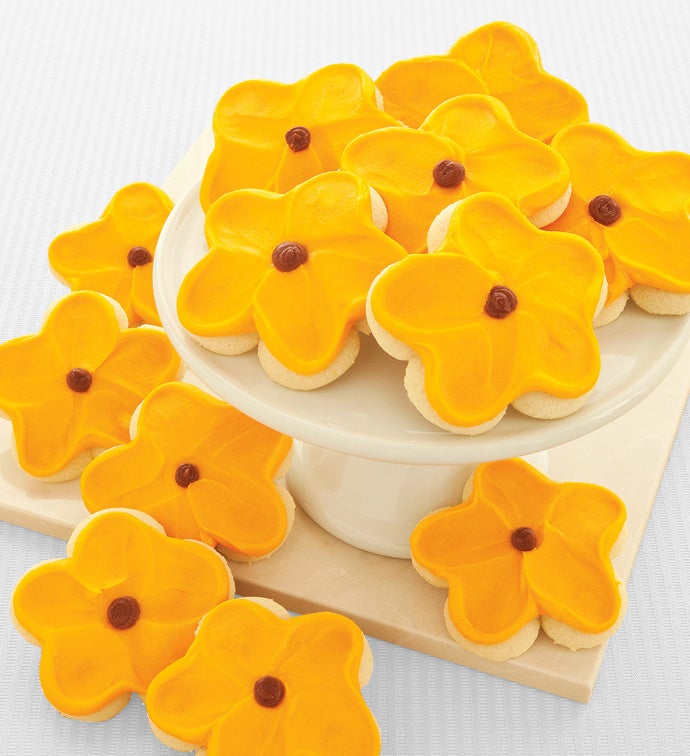 Buttercream Frosted Sunflower Cut Out Cookies