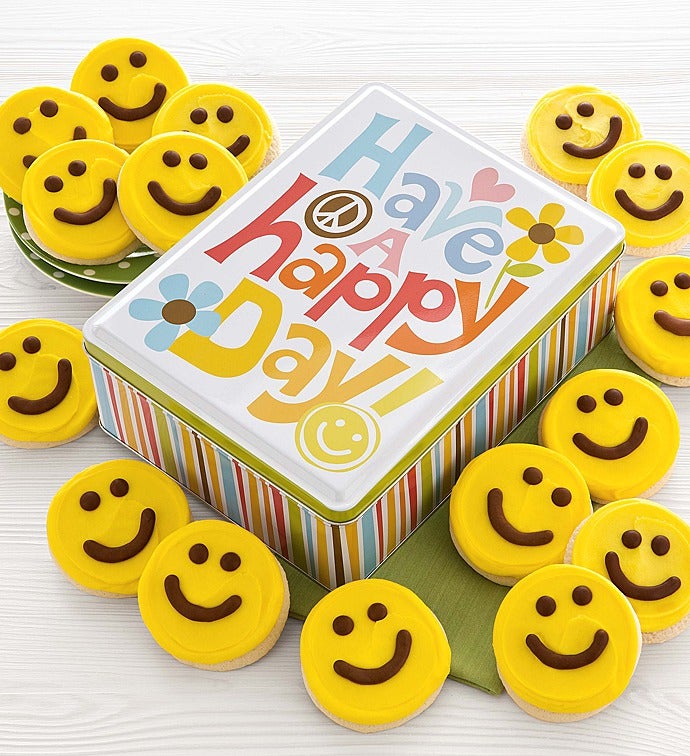 Have a Happy Day Gift Tin   Yellow Cut outs