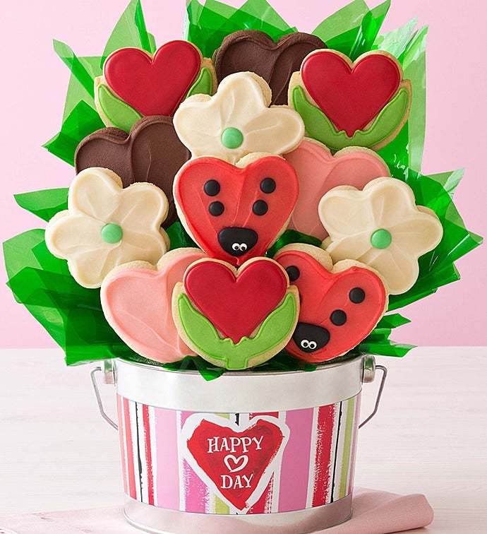 Valentine Cookie Flower Gift Pail