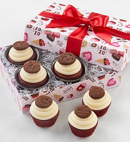 Red Velvet Buttercream-Frosted Valentine Cupcakes - 6 Cupcakes