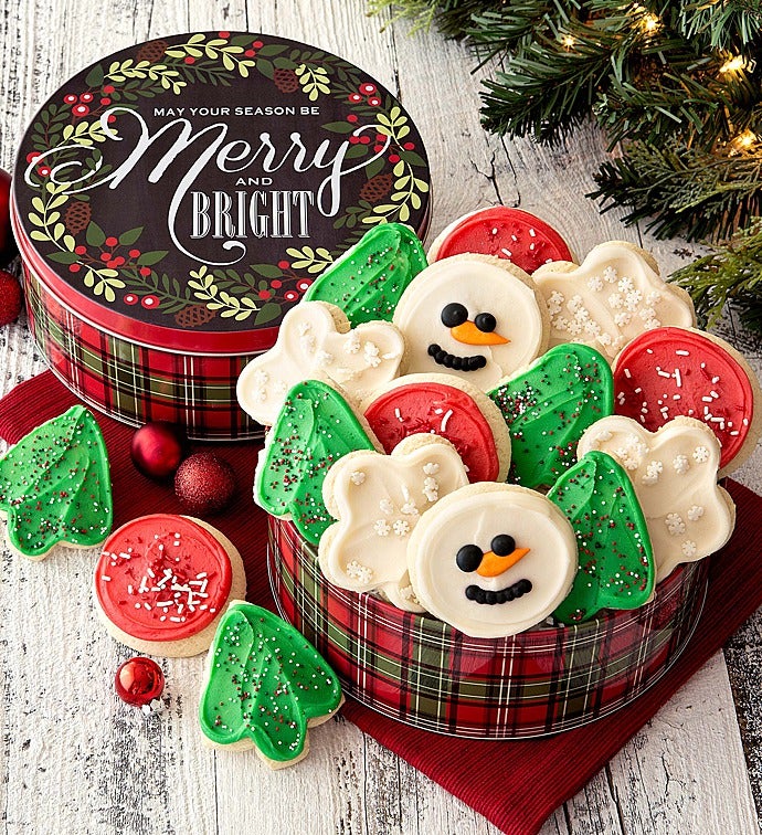 Merry and Bright Gift Tin Cut out Cookies