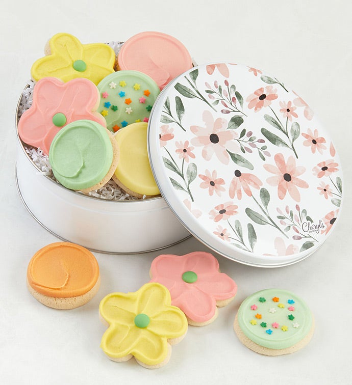 Spring Floral Cookie Gift Tin