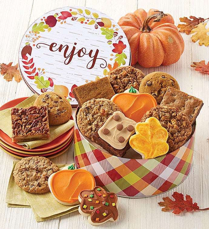 Autumn Greetings Gift Tin Cookie and Brownie Assortment