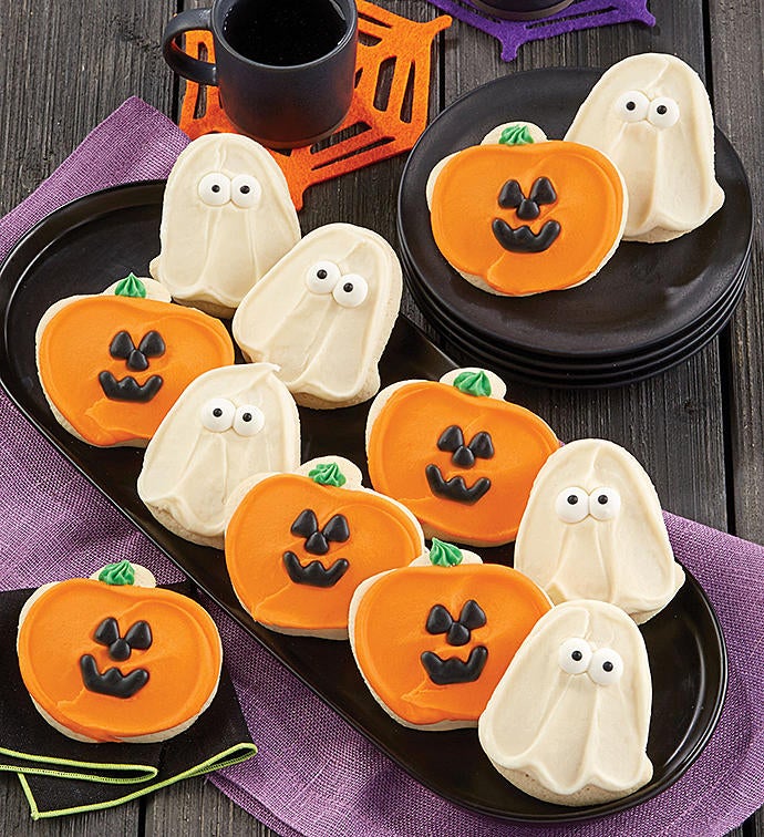 Buttercream Frosted Ghost & Jack O Lantern Cut out Cookies