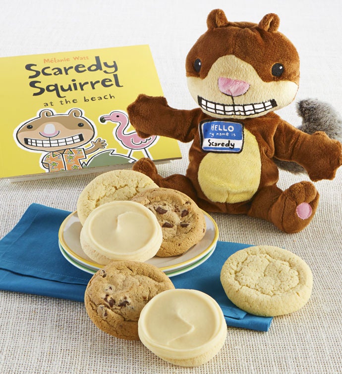 Scaredy Squirrel on the Beach Book and Plush Cookie Gift