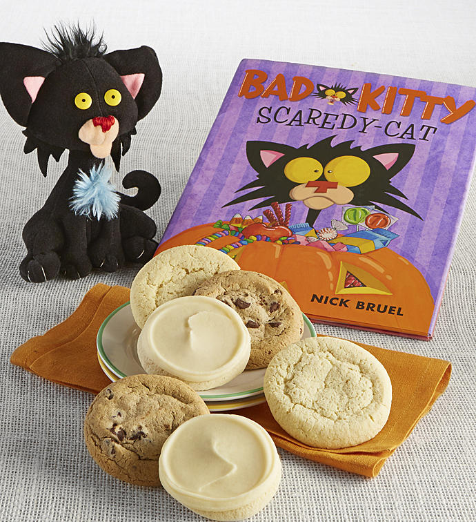 Bad Kitty Scaredy Cat Book and Plush Cookie Gift