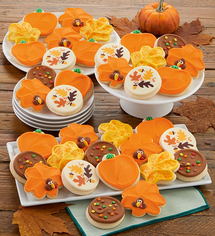 Buttercream Frosted Thanksgiving Cut Out Cookies