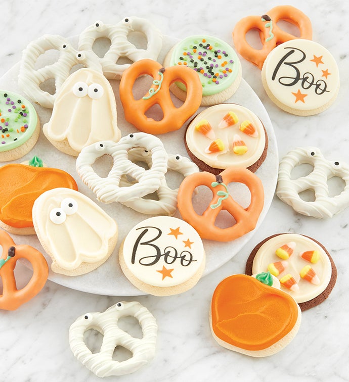 Halloween Cookies and Pretzels.