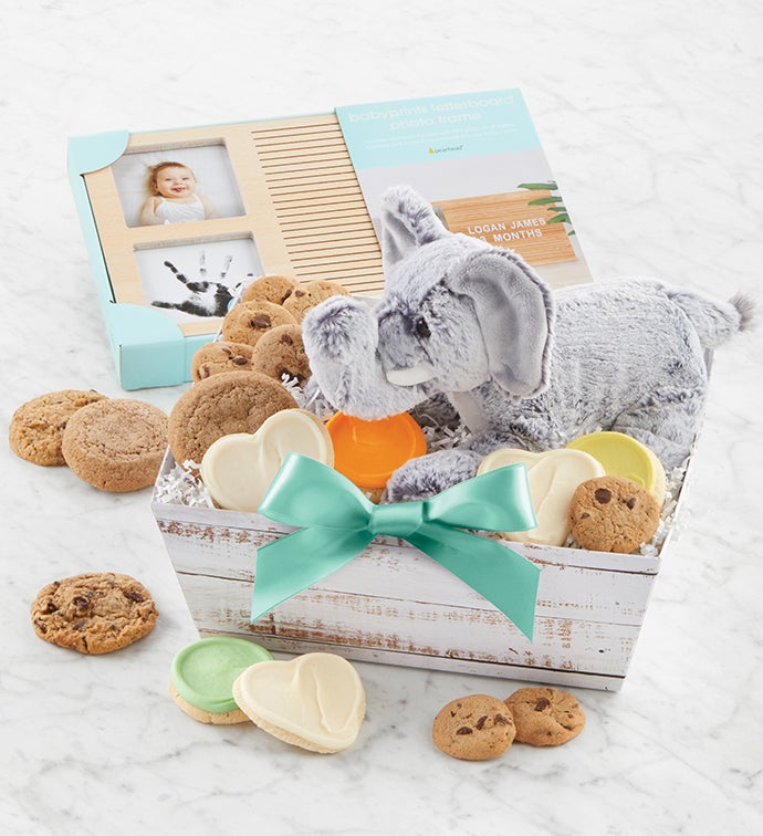 Welcome Baby Bakery Gift Basket and Keepsakes