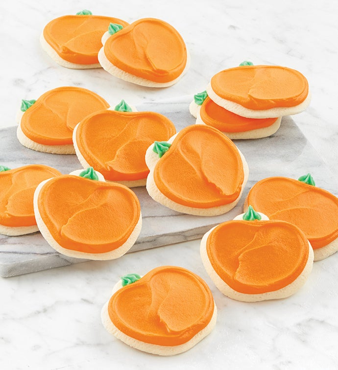 Buttercream Frosted Pumpkin Cut Out Cookies