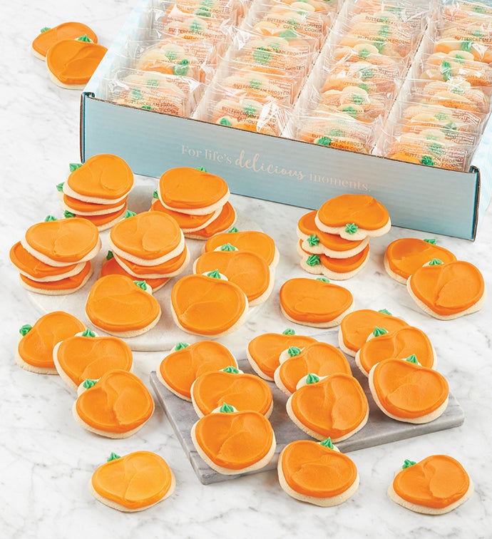 Buttercream Frosted Pumpkin Cut Out Cookies