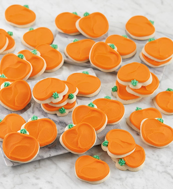 Buttercream Frosted Pumpkin Shaped Sugar Cookies