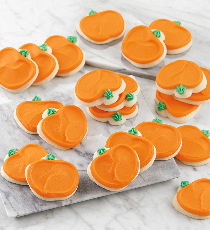 Buttercream Frosted Pumpkin Shaped Sugar Cookies