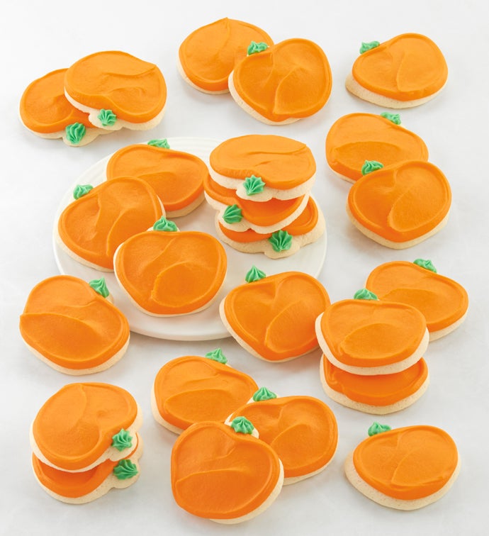 Buttercream Frosted Pumpkin Shaped Sugar Cookies