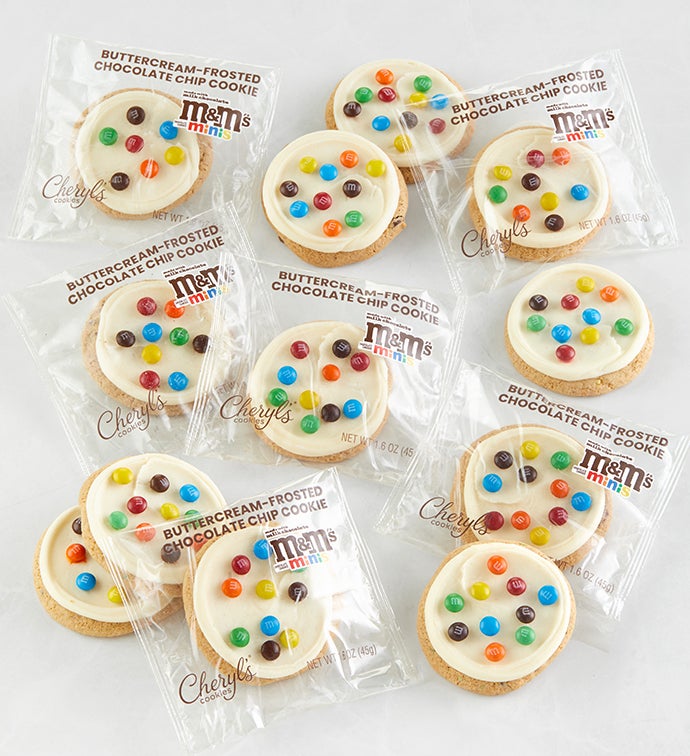 Buttercream Frosted Chocolate Chip Cookies made with M&M’S® Minis Flavor Box