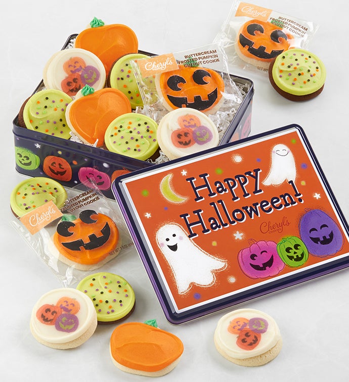 Happy Halloween Gift Tin   Buttercream Frosted Sugar Cookies