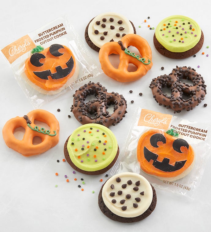 Halloween Buttercream Frosted Cookies & Pretzels