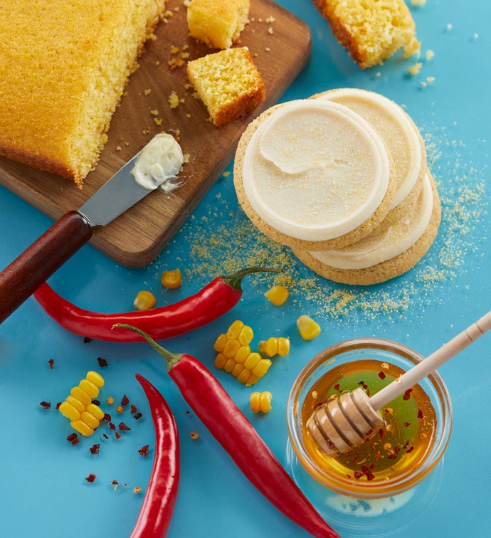 Cornbread with Hot Honey Buttercream Frosted Cookie Flavor Box