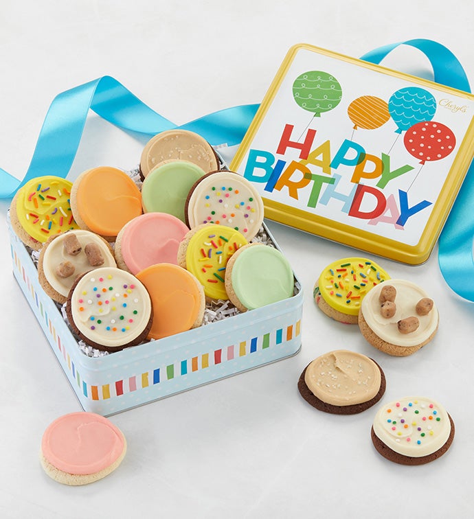 Musical Birthday Gift Tin   Frosted Cookie Assortment