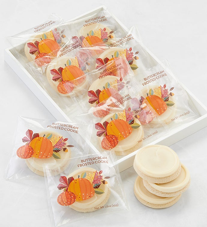 Buttercream-Frosted Pumpkin Sugar Cookie Gift Box - 12 Cookies | Cheryl’s