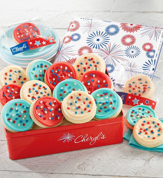 Red White and Blue Cookie Gift Tin