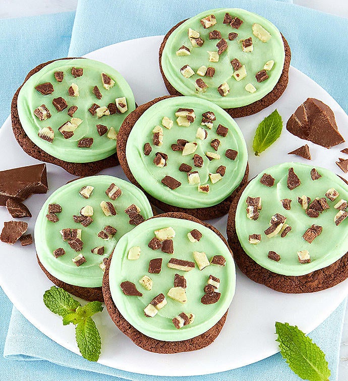 Buttercream Frosted Chocolate Mint Cookies