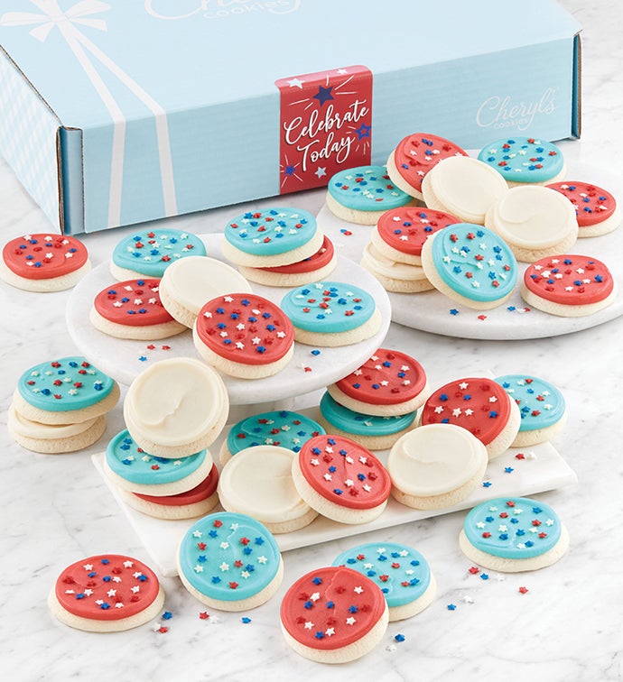 Buttercream Frosted Red White and Blue Cut-Out Cookies