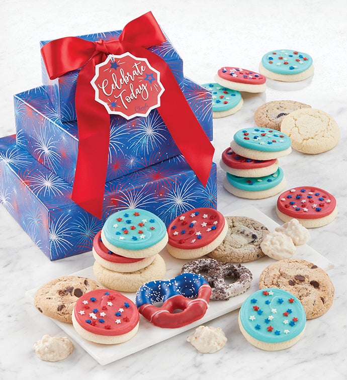 Red White and Blue Gift Tower
